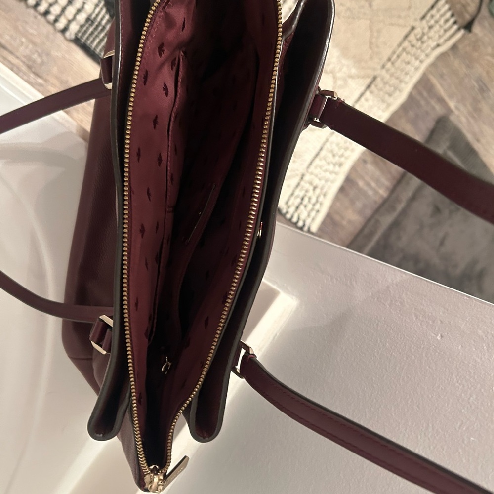 Kate Spade Burgundy Leather Tote Bag - Picture 2 of 6
